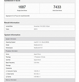 MacBook Air на Apple M1 унижает MacBook Pro 16 на Intel Core i9 в Geekbench