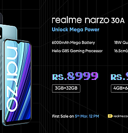 Представлен Realme Narzo 30A. 6000 мА\ч и быстрая зарядка за 100 долларов