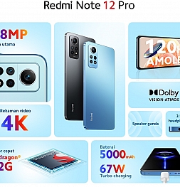 Характеристики Redmi Note 12 Pro 4G раскрыты официально. Он получит дисплей на 120 Гц и квадрокамеру на 108 Мп